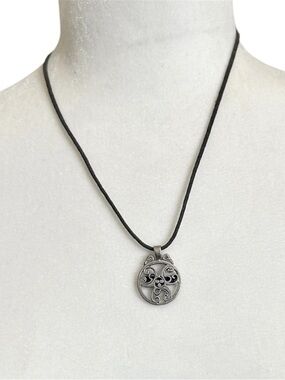 Pewter Celtic Triskele Knotwork Swirl Pendant Necklace on Leather Cord